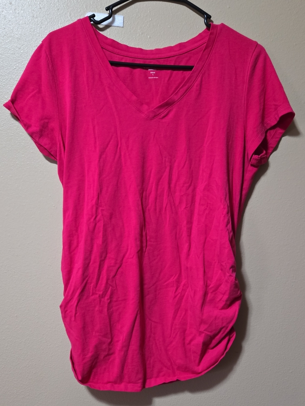 Women’s Maternity V-Neck Short Sleeve Top - Hot Pink